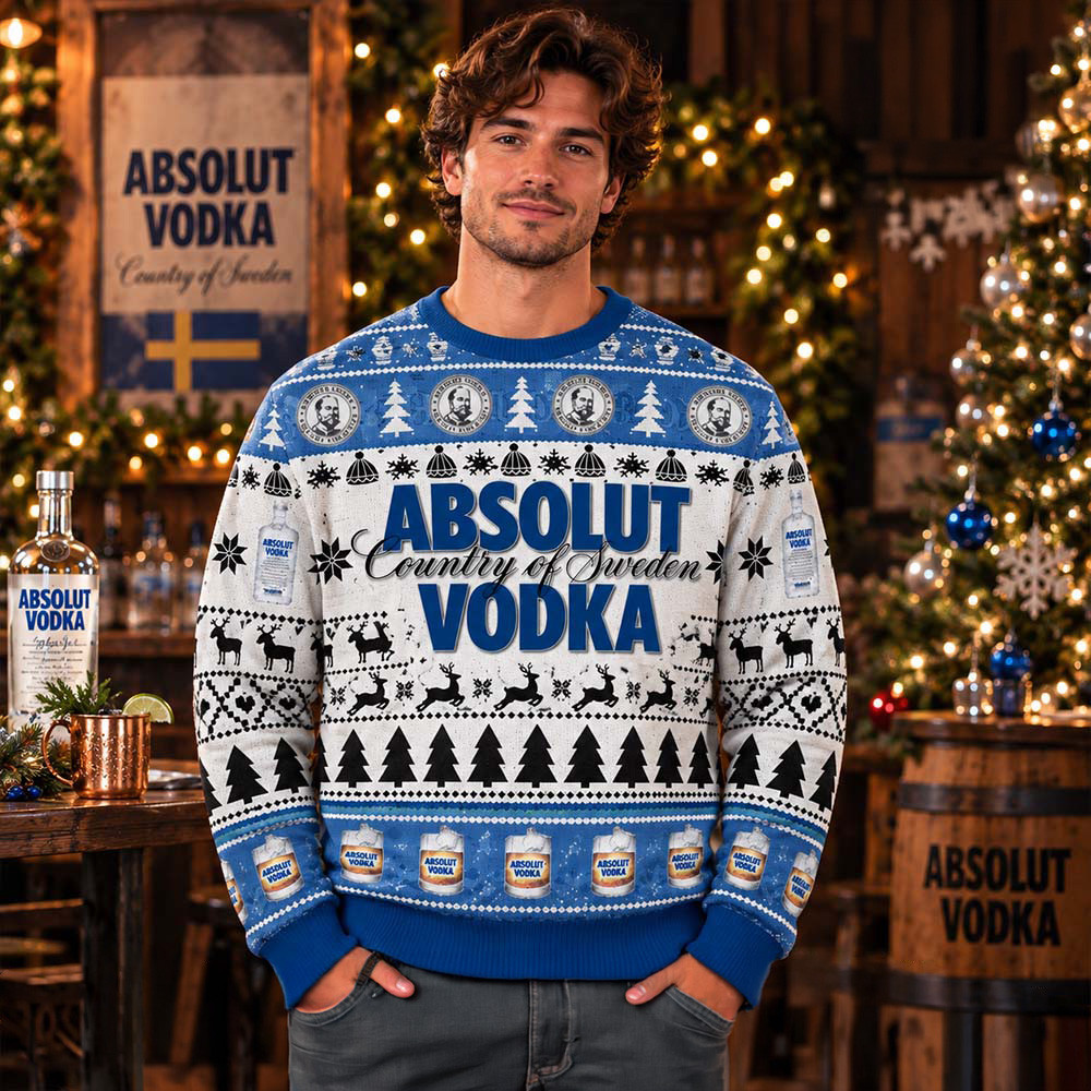 Absolut Vodka Country Of Sweden Ugly Christmas Sweater Holiday Apparel Xmas Gifts For Dad 1 - Unicasport Absolut Vodka Country Of Sweden Ugly Christmas Sweater Holiday Apparel Xmas Gifts For Dad