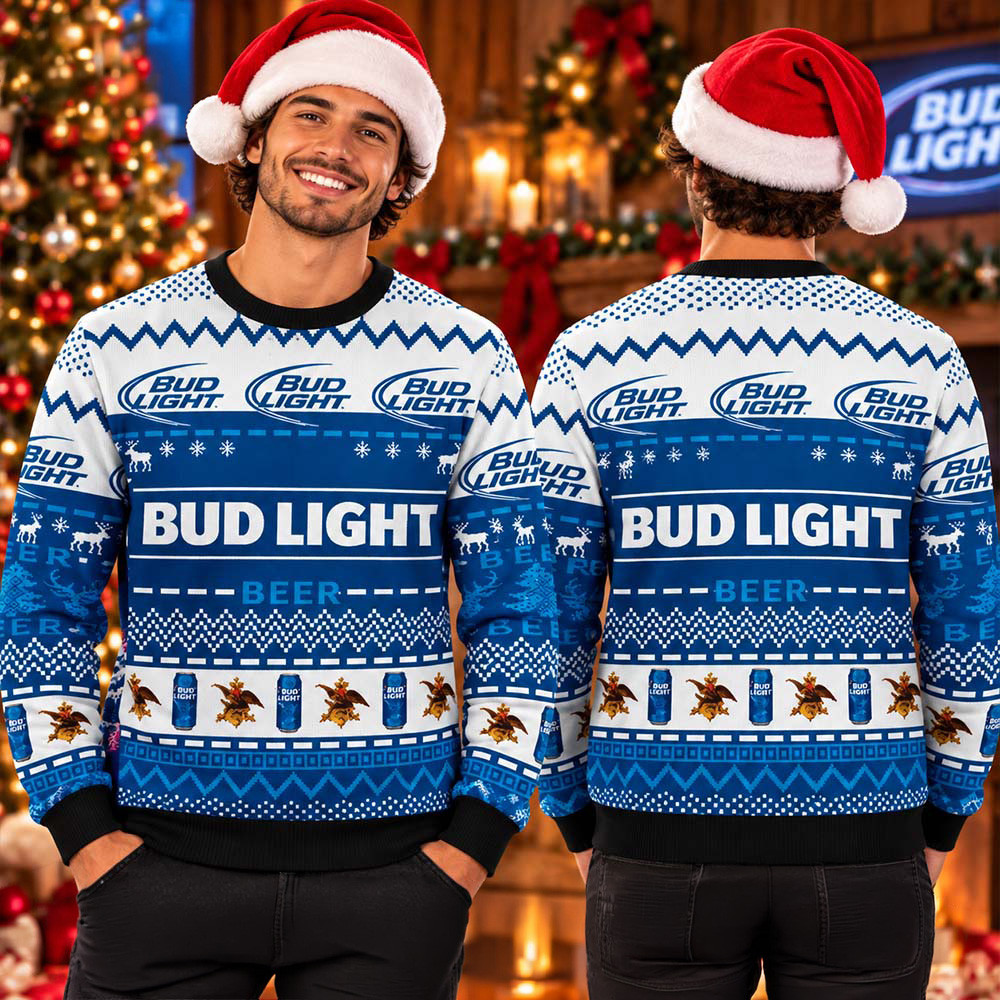 Bud Light Beer Logo And Cans Ugly Christmas Sweater Holiday Apparel Xmas Gifts For Husband 1 - Unicasport Bud Light Beer Logo And Cans Ugly Christmas Sweater Holiday Apparel Xmas Gifts For Husband