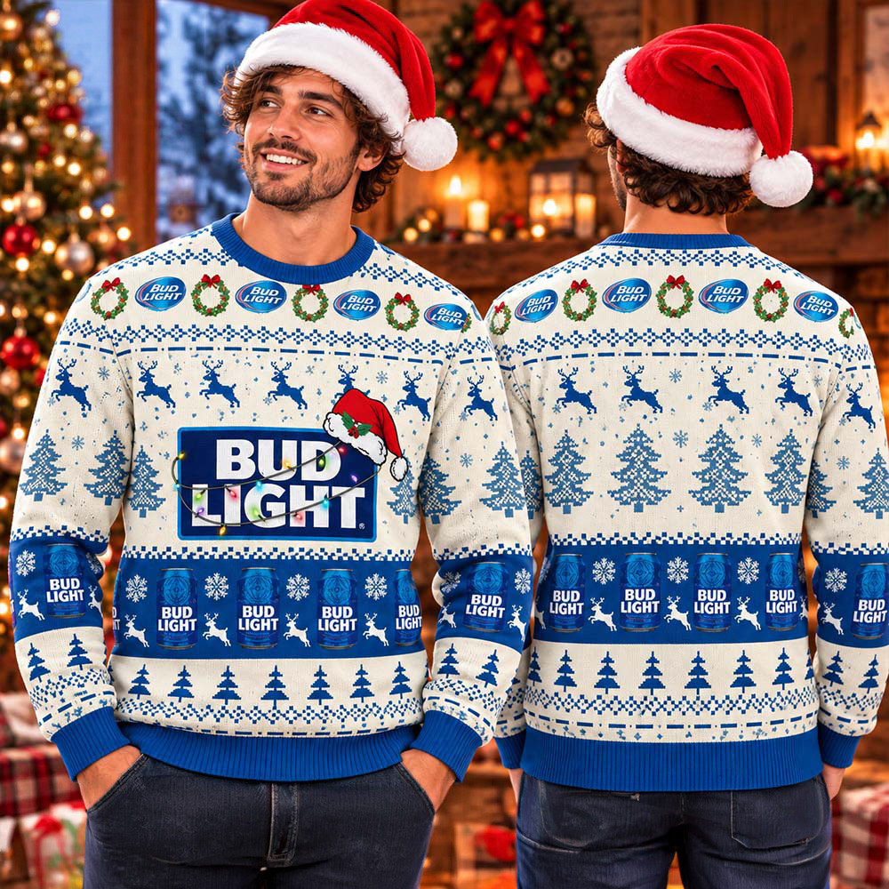 Bud Light Reindeer Snowy Night Snowflakes Ugly Christmas Sweater Winter Clothing Xmas Gifts 1 - Unicasport Bud Light Reindeer Snowy Night Snowflakes Ugly Christmas Sweater Winter Clothing Xmas Gifts