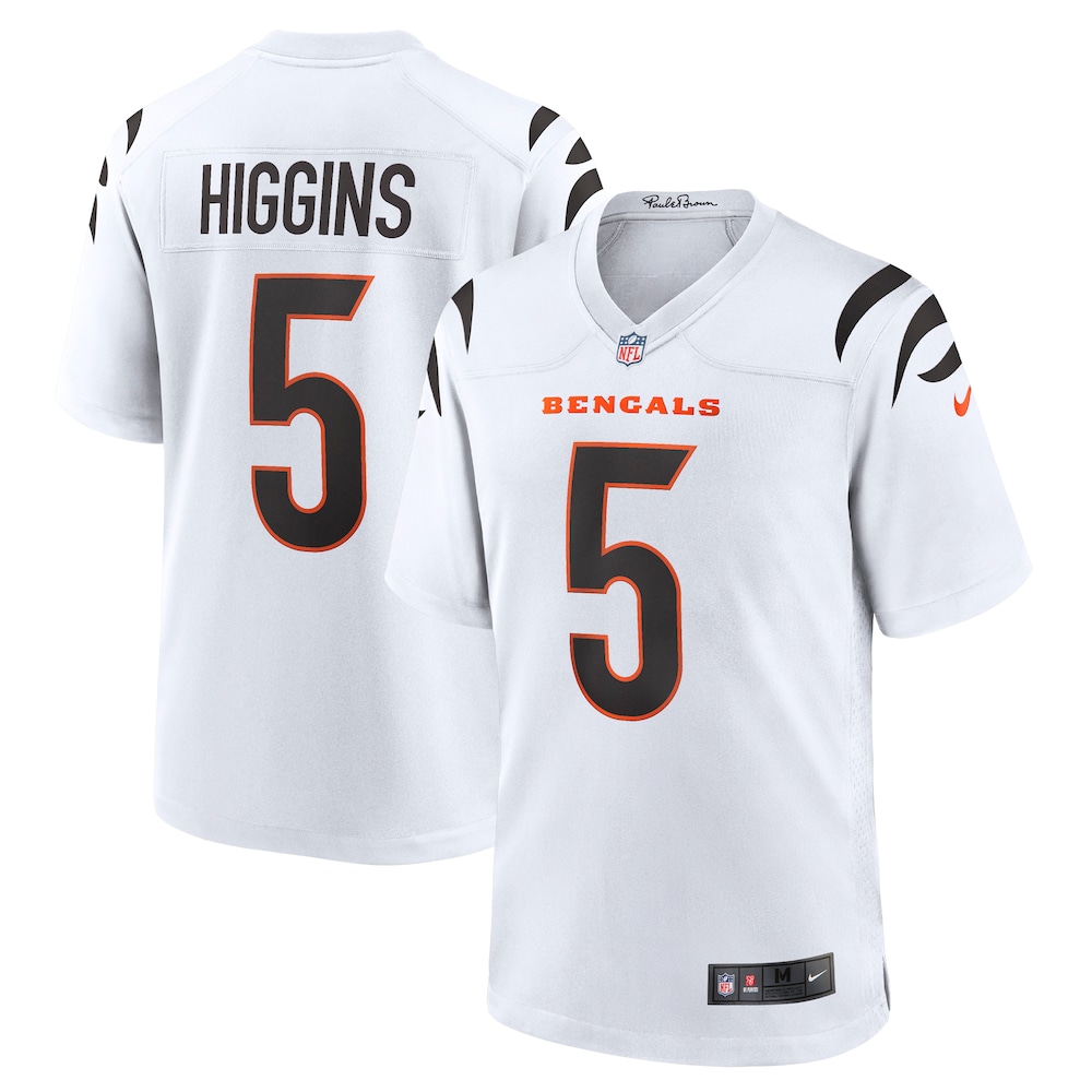 Cincinnati Bengals Merch - Men's Tee Higgins Game Jersey, White 1 - Unicasport Cincinnati Bengals Merch - Men's Tee Higgins Game Jersey, White