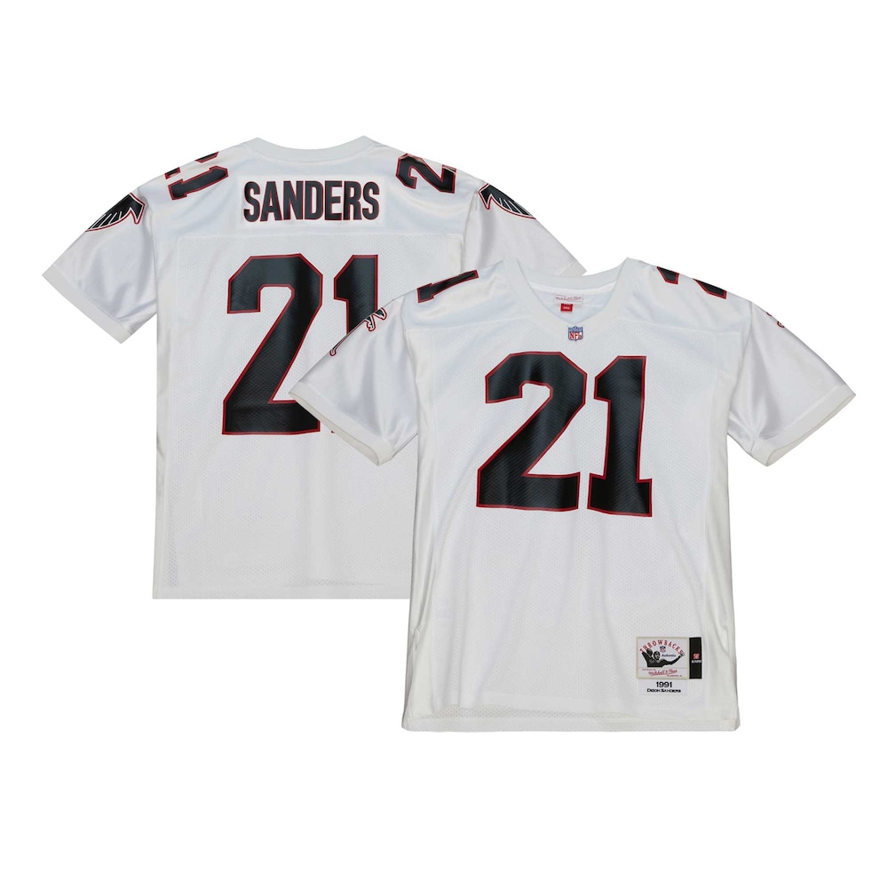 Atlanta Falcons Merch - Men's 1991 Deion Sanders Authentic Throwback Retired Player Jersey, White - Birthday Present For Football Fan 1 - Unicasport Atlanta Falcons Merch - Men's 1991 Deion Sanders Authentic Throwback Retired Player Jersey, White - Birthday Present For Football Fan