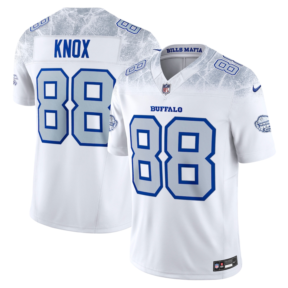 Buffalo Bills Merch - Men's Dawson Knox 2025 Rivalries Collection Stitched Limited Jersey, White 1 - Unicasport Buffalo Bills Merch - Men's Dawson Knox 2025 Rivalries Collection Stitched Limited Jersey, White