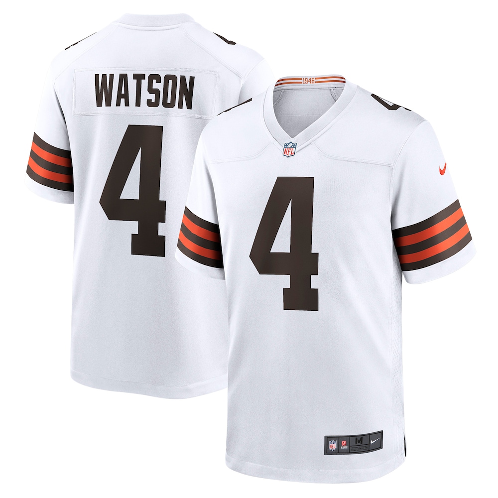 Cleveland Browns Merch - Men's Deshaun Watson Game Jersey, White 1 - Unicasport Cleveland Browns Merch - Men's Deshaun Watson Game Jersey, White