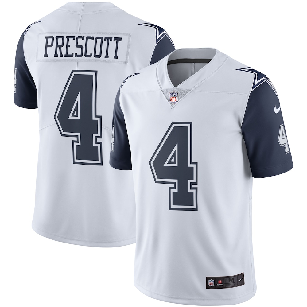 Dallas Cowboys Merch - Men's Dak Prescott Color Rush Vapor Limited Jersey, White 1 - Unicasport Dallas Cowboys Merch - Men's Dak Prescott Color Rush Vapor Limited Jersey, White