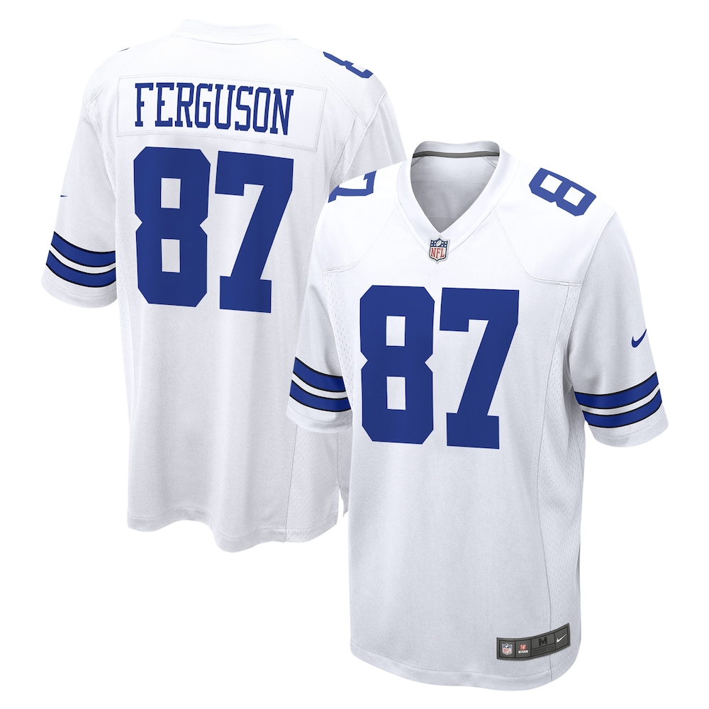 Dallas Cowboys Merch - Men's Jake Ferguson Game Jersey, White 1 - Unicasport Dallas Cowboys Merch - Men's Jake Ferguson Game Jersey, White