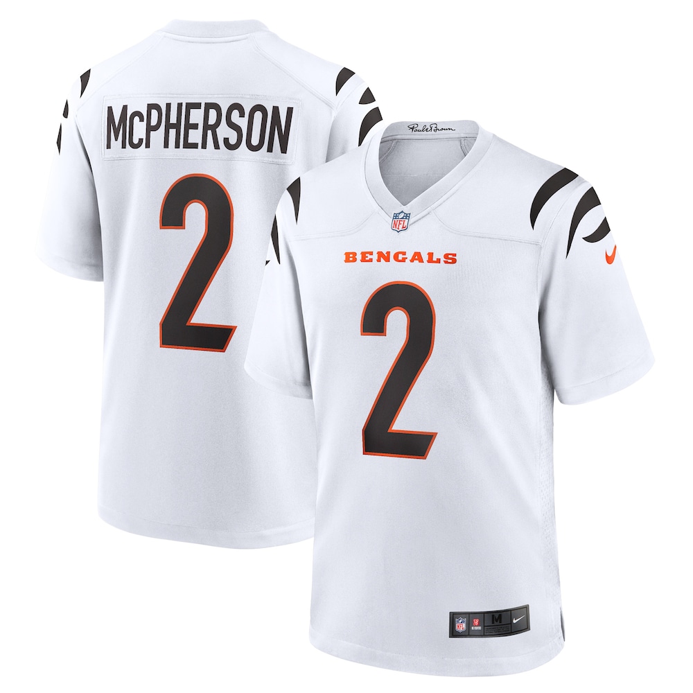 Cincinnati Bengals Merch - Men's Evan McPherson Jersey, White 1 - Unicasport Cincinnati Bengals Merch - Men's Evan McPherson Jersey, White