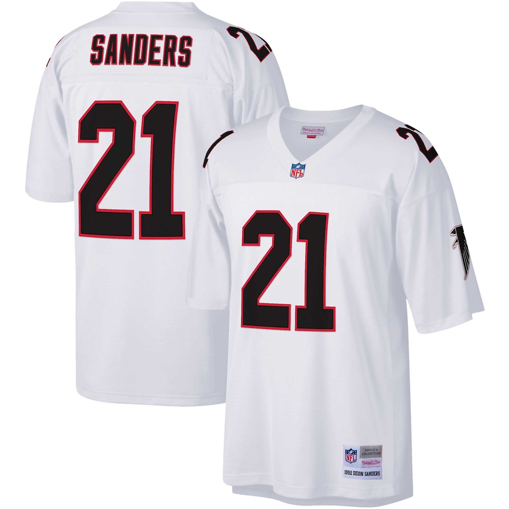 Atlanta Falcons Merch - Men's Deion Sanders 1992 Retired Player Replica Jersey, Big & Tall, White - Cool Football Gifts 1 - Unicasport Atlanta Falcons Merch - Men's Deion Sanders 1992 Retired Player Replica Jersey, Big & Tall, White - Cool Football Gifts