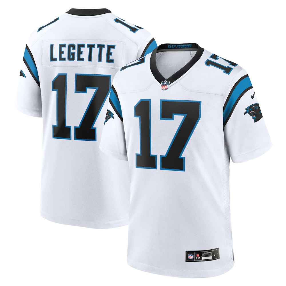 Carolina Panthers Merch - Men's Xavier Legette Game Jersey, White 1 - Unicasport Carolina Panthers Merch - Men's Xavier Legette Game Jersey, White