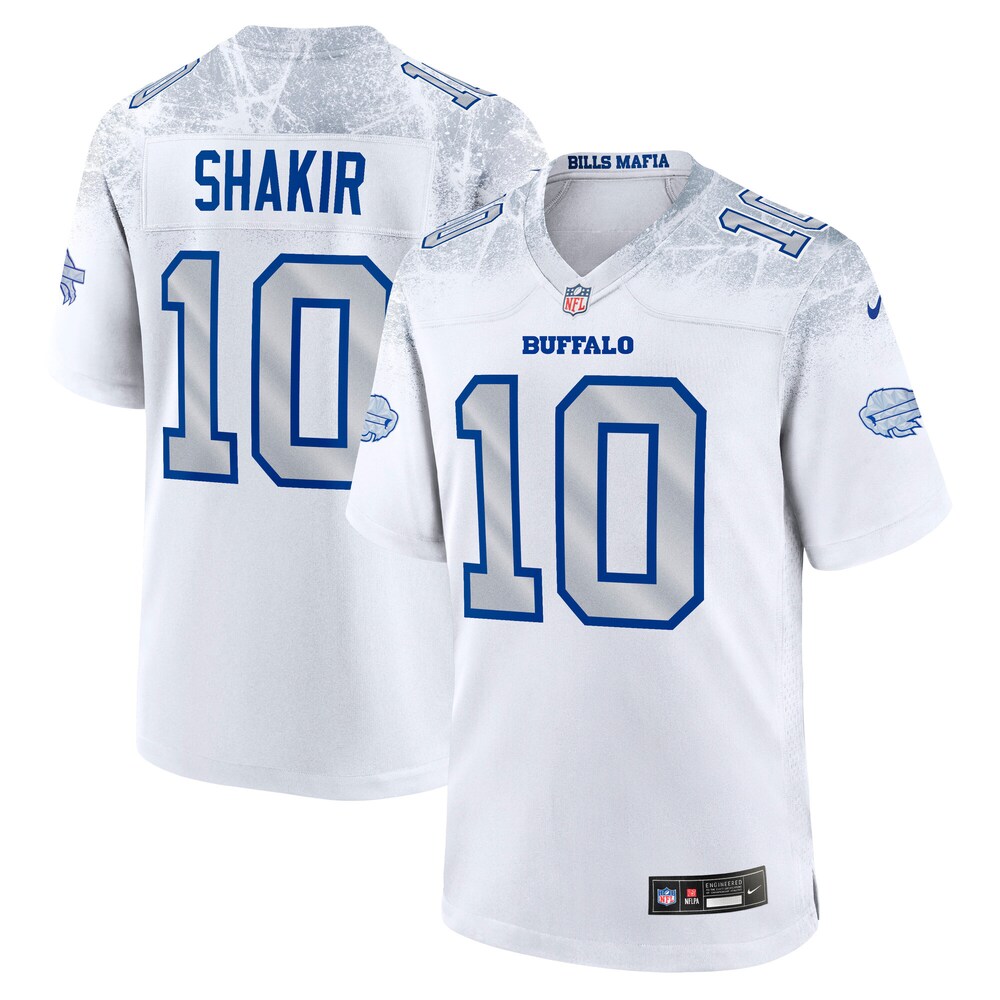 Buffalo Bills Merch - Men's Khalil Shakir 2025 Rivalries Collection Game Jersey, White - Cool Football Gifts 1 - Unicasport Buffalo Bills Merch - Men's Khalil Shakir 2025 Rivalries Collection Game Jersey, White - Cool Football Gifts
