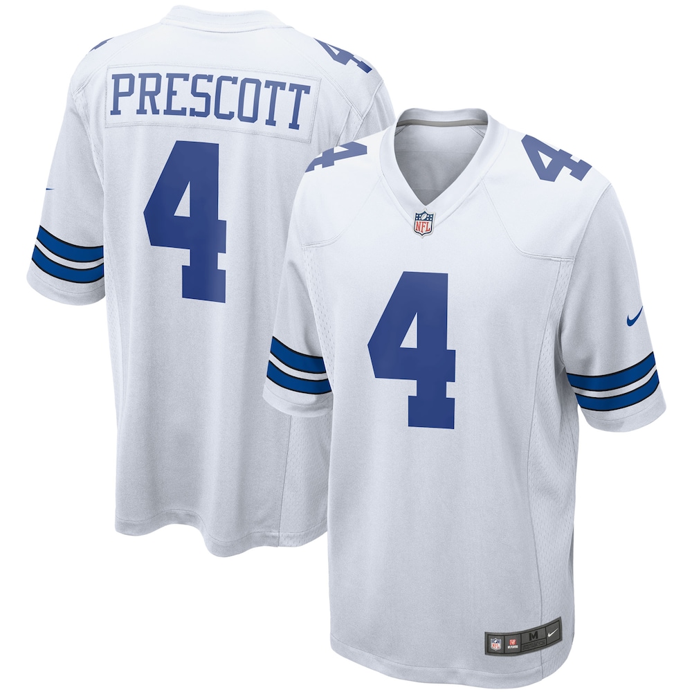 Dallas Cowboys Merch - Men's Dak Prescott Game Team Jersey, White 1 - Unicasport Dallas Cowboys Merch - Men's Dak Prescott Game Team Jersey, White