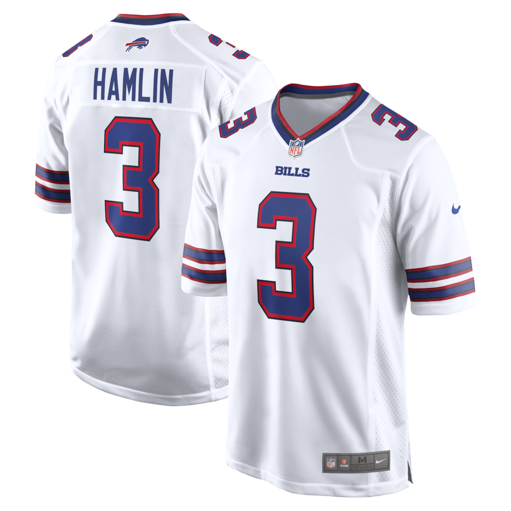 Buffalo Bills Merch - Men's Damar Hamlin Game Jersey, White 1 - Unicasport Buffalo Bills Merch - Men's Damar Hamlin Game Jersey, White