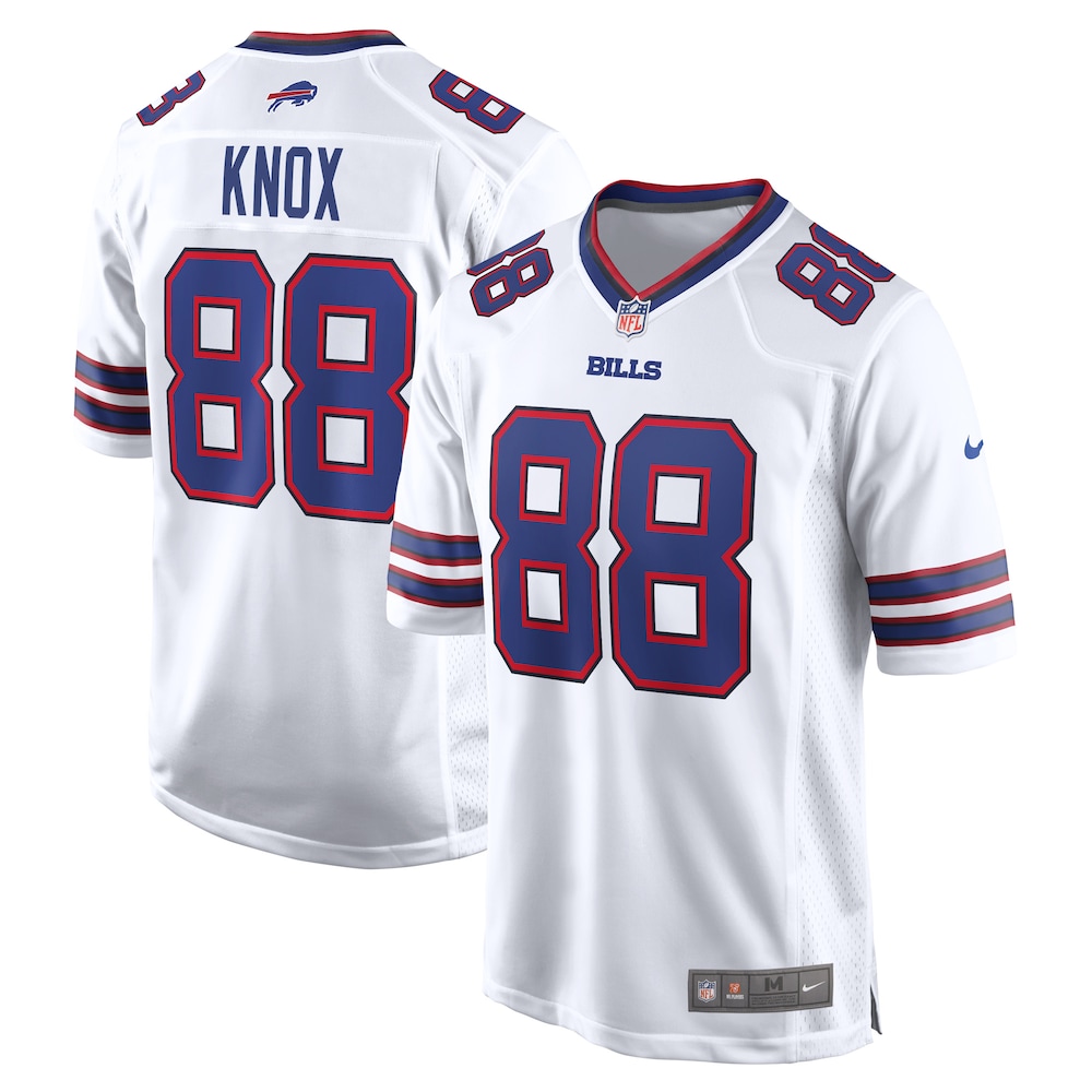 Buffalo Bills Merch - Men's Dawson Knox Away Jersey, White 1 - Unicasport Buffalo Bills Merch - Men's Dawson Knox Away Jersey, White
