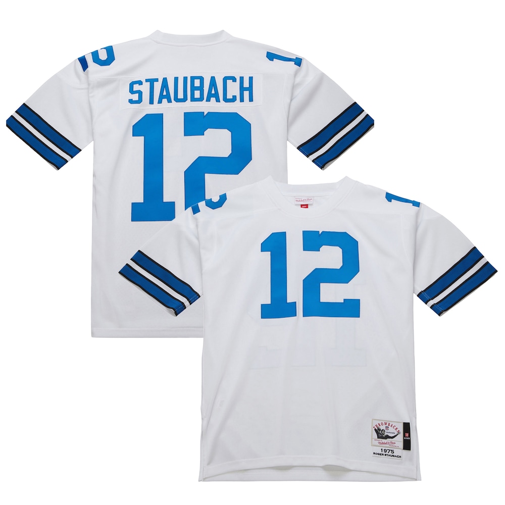 Dallas Cowboys Merch - Men's 1975 Roger Staubach Authentic Throwback Retired Player Jersey, White 1 - Unicasport Dallas Cowboys Merch - Men's 1975 Roger Staubach Authentic Throwback Retired Player Jersey, White
