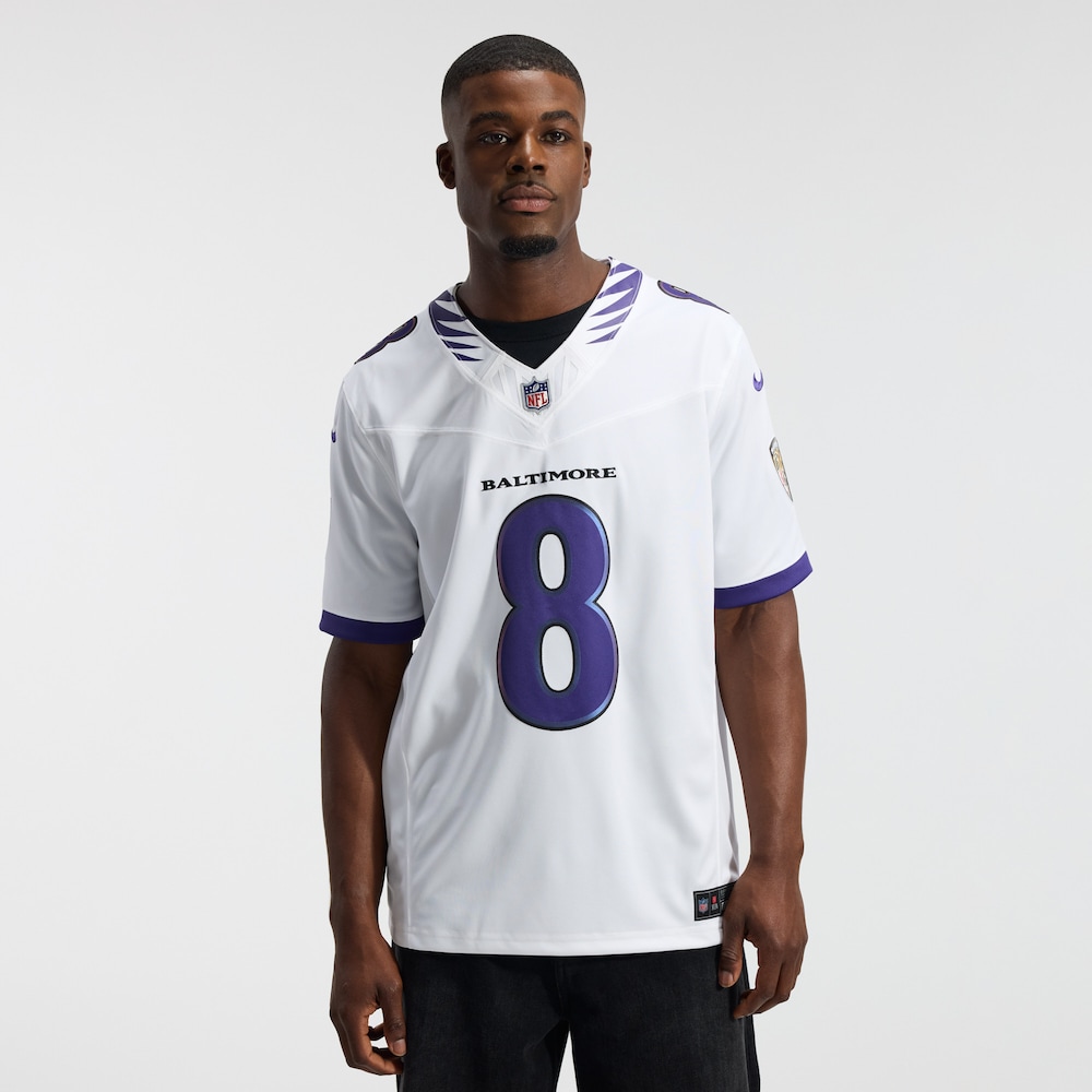 Baltimore Ravens Merch - Men's Lamar Jackson Vapor F.U.S.E. Stitched Limited Jersey, White 1 - Unicasport Baltimore Ravens Merch - Men's Lamar Jackson Vapor F.U.S.E. Stitched Limited Jersey, White