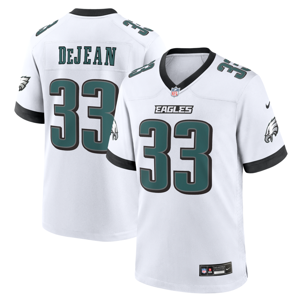 Philadelphia Eagles Merch - Men's Cooper DeJean Game Jersey, White 1 - Unicasport Philadelphia Eagles Merch - Men's Cooper DeJean Game Jersey, White