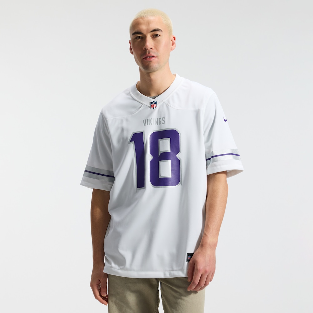 Minnesota Vikings Merch - Men's Justin Jefferson Alternate Jersey, White 1 - Unicasport Minnesota Vikings Merch - Men's Justin Jefferson Alternate Jersey, White