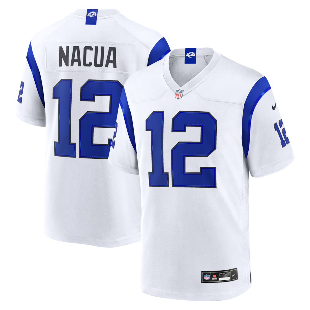 Los Angeles Rams Merch - Men's Puka Nacua Fearsome Game Jersey, White 1 - Unicasport Los Angeles Rams Merch - Men's Puka Nacua Fearsome Game Jersey, White