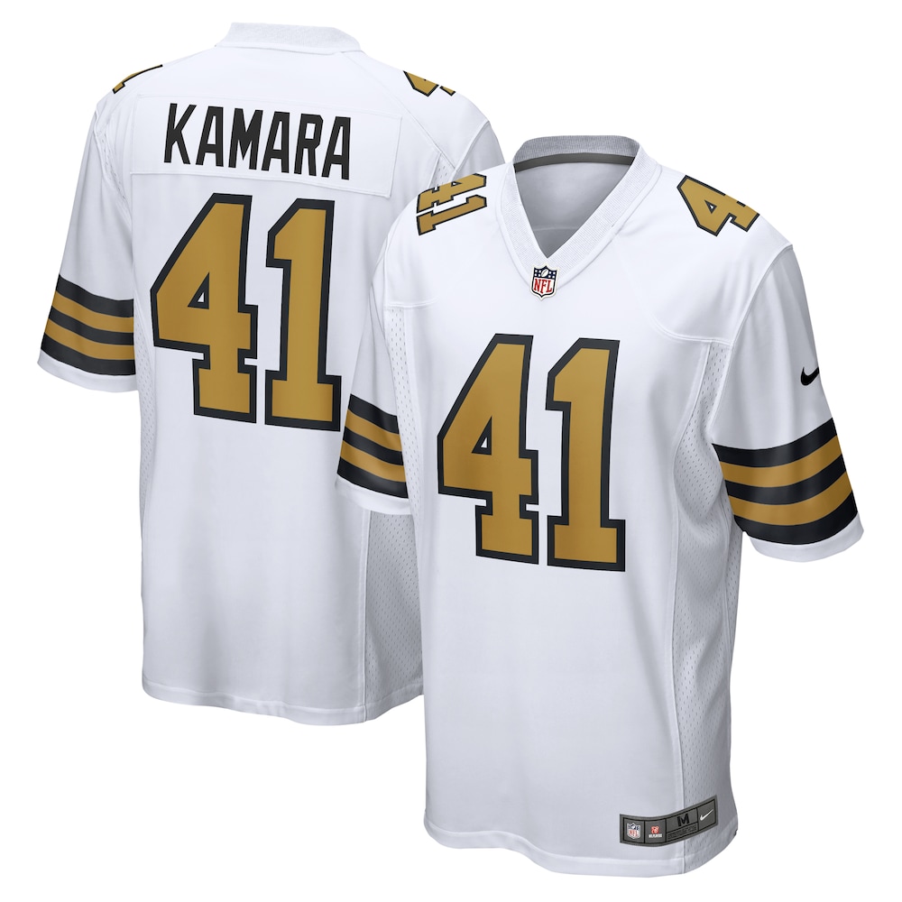 New Orleans Saints Merch - Men's Alvin Kamara Alternate Game Jersey, White - Birthday Present For Football Fan 1 - Unicasport New Orleans Saints Merch - Men's Alvin Kamara Alternate Game Jersey, White - Birthday Present For Football Fan