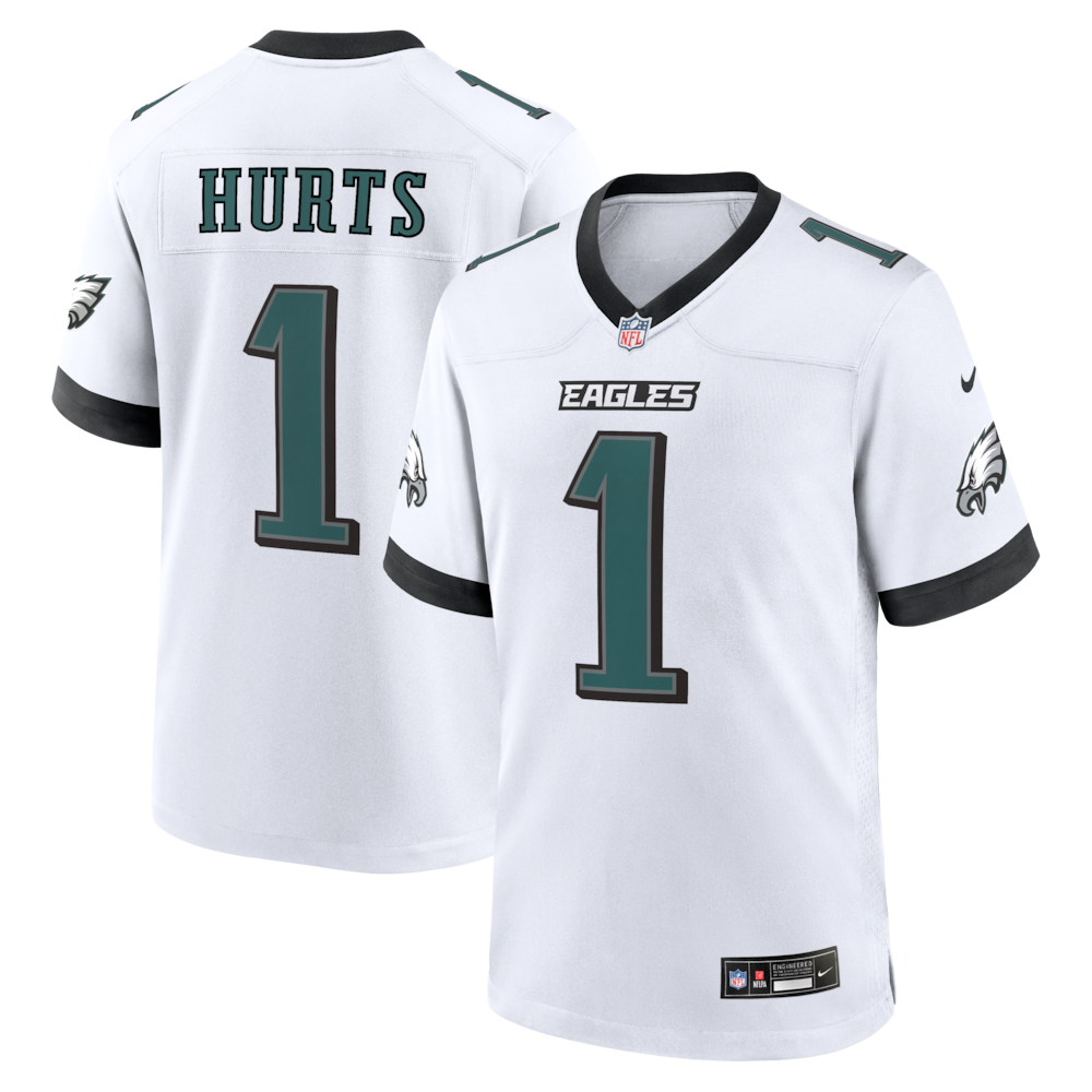 Philadelphia Eagles Merch - Men's Jalen Hurts Game Jersey, White 1 - Unicasport Philadelphia Eagles Merch - Men's Jalen Hurts Game Jersey, White