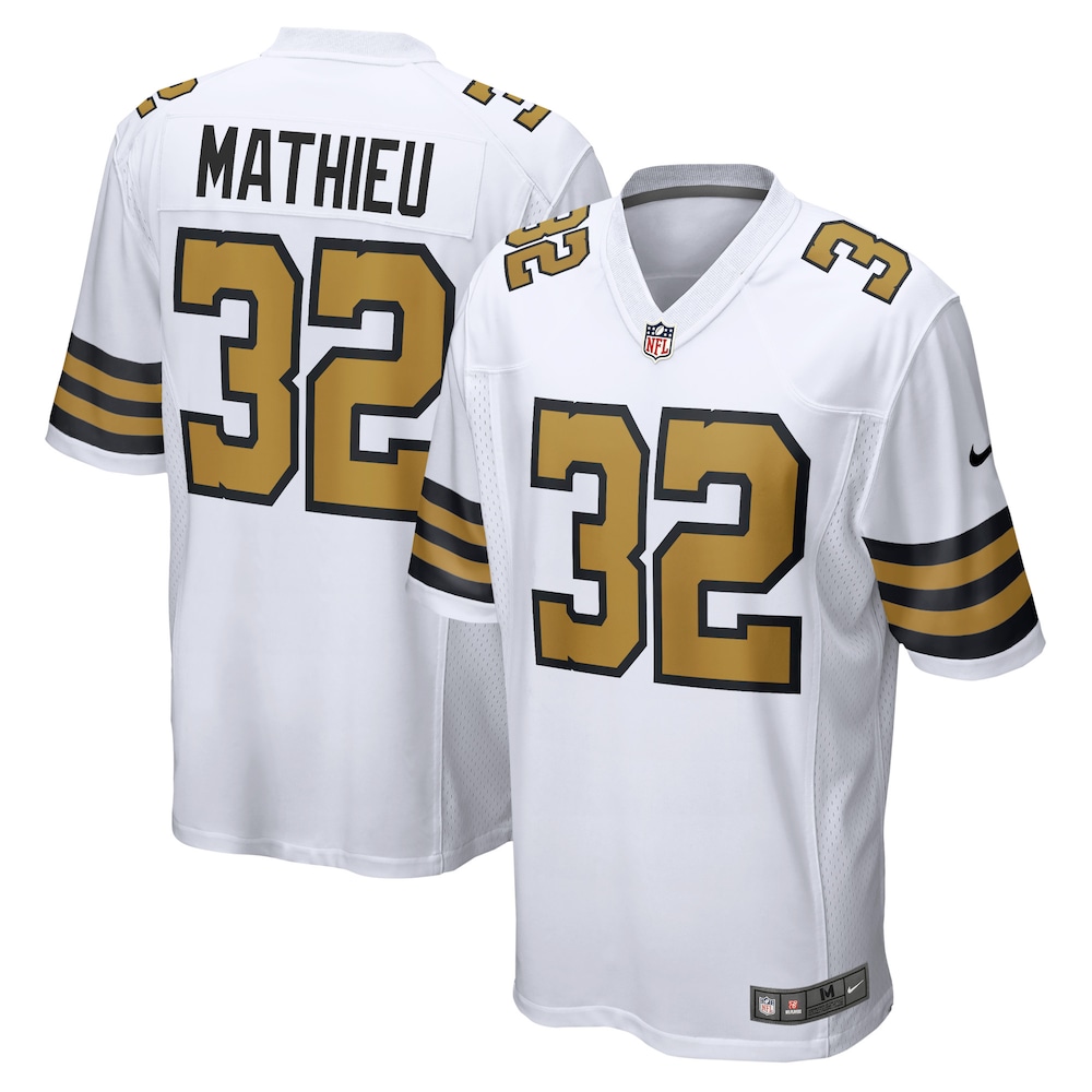 New Orleans Saints Merch - Men's Tyrann Mathieu Alternate Game Jersey, White 1 - Unicasport New Orleans Saints Merch - Men's Tyrann Mathieu Alternate Game Jersey, White