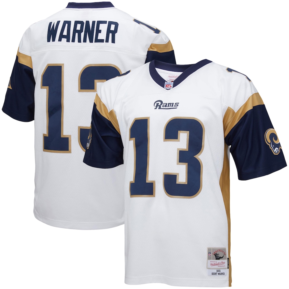 Los Angeles Rams Merch - Men's Kurt Warner 2001 Retired Player Replica Jersey, Big & Tall, White - Presents For Football Fans 1 - Unicasport Los Angeles Rams Merch - Men's Kurt Warner 2001 Retired Player Replica Jersey, Big & Tall, White - Presents For Football Fans