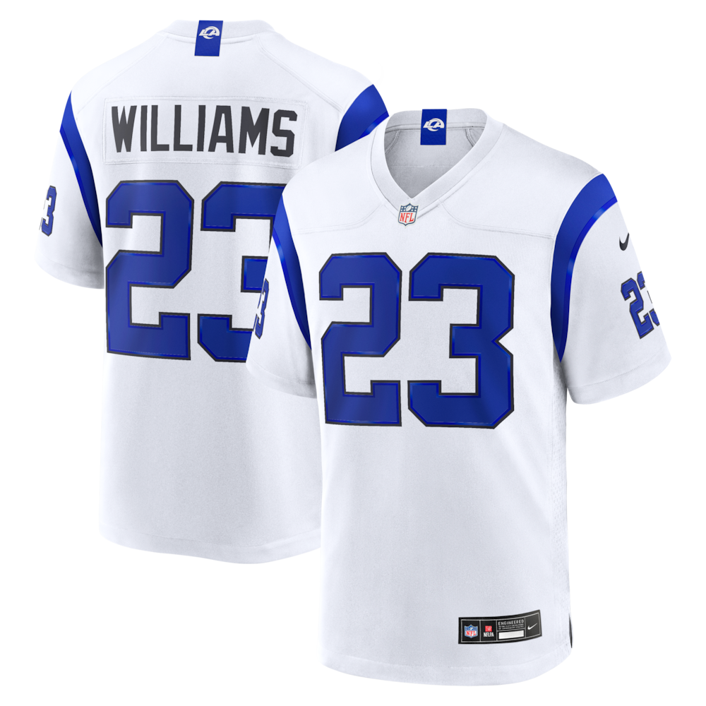 Los Angeles Rams Merch - Men's Kyren Williams Fearsome Game Jersey, Whites For Men 1 - Unicasport Los Angeles Rams Merch - Men's Kyren Williams Fearsome Game Jersey, Whites For Men