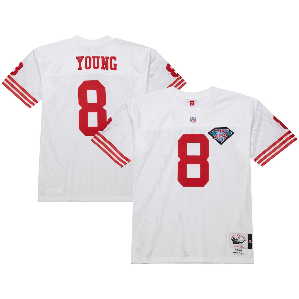 San Francisco 49ers Merch - Men's 1994 Steve Young Authentic Throwback Retired Player Jersey, White 1 - Unicasport San Francisco 49ers Merch - Men's 1994 Steve Young Authentic Throwback Retired Player Jersey, White