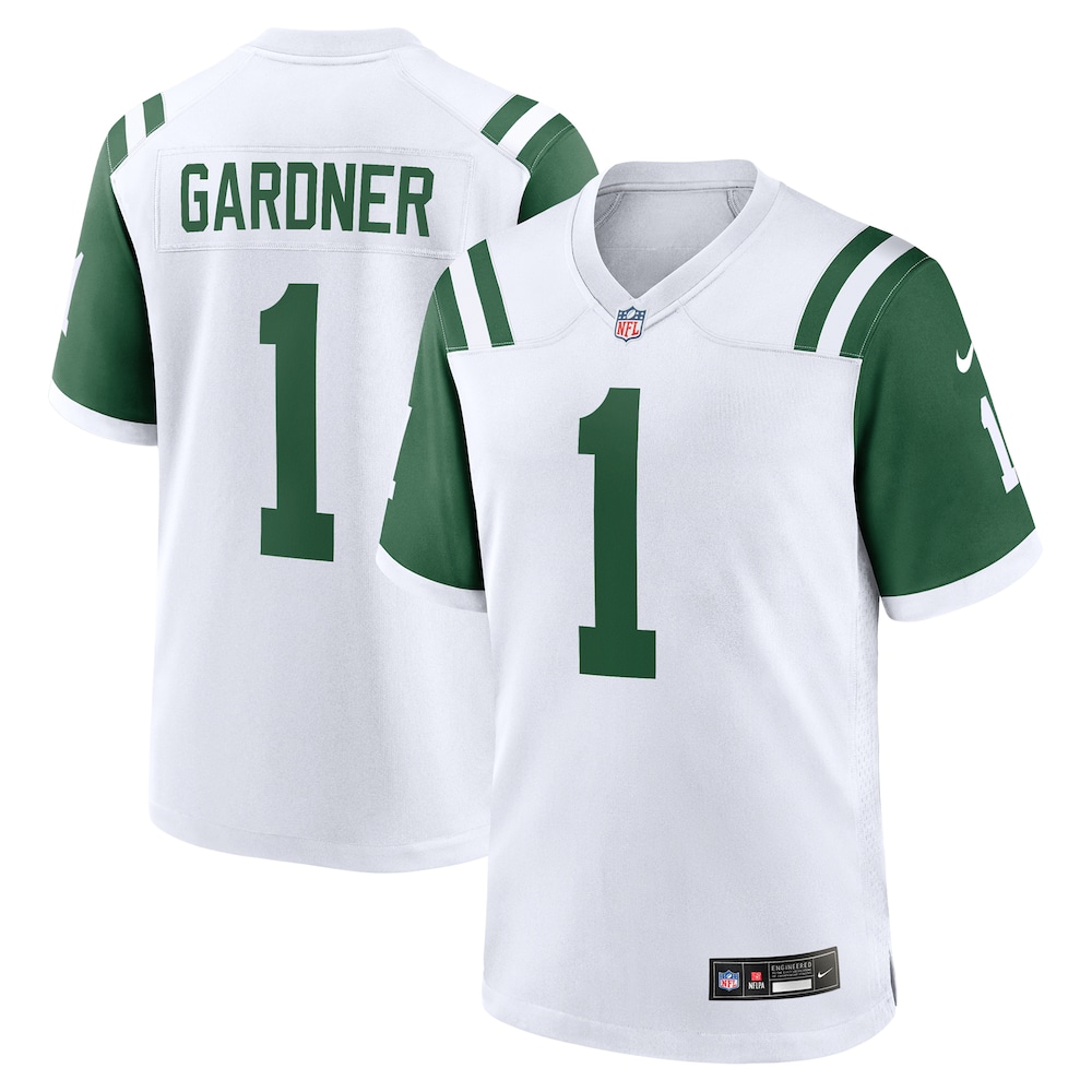 New York Jets Merch - Men's Ahmad Sauce Gardner Classic Alternate Game Jersey, White 1 - Unicasport New York Jets Merch - Men's Ahmad Sauce Gardner Classic Alternate Game Jersey, White
