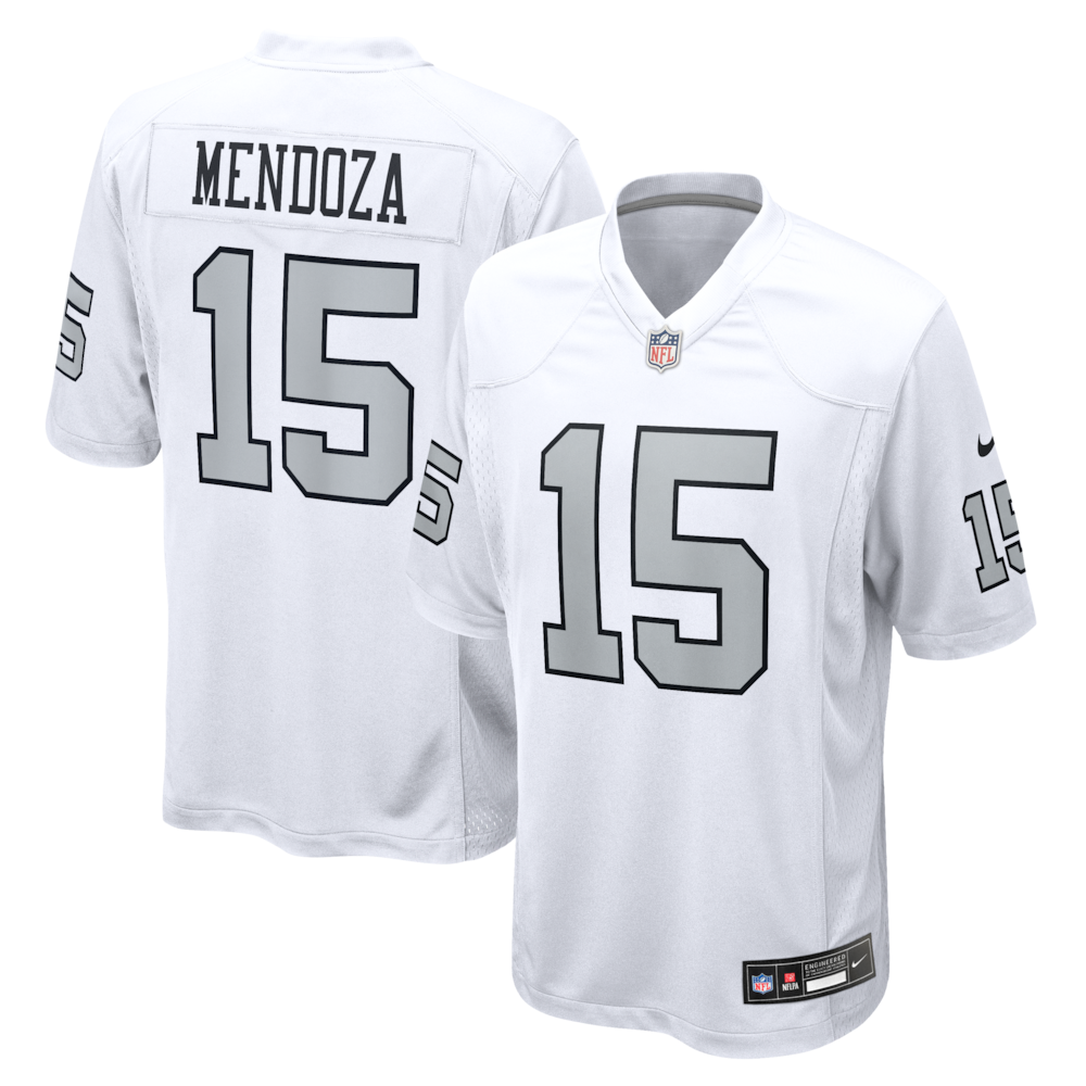 Las Vegas Raiders Merch - Men's Fernando Mendoza Alternate Jersey, White 1 - Unicasport Las Vegas Raiders Merch - Men's Fernando Mendoza Alternate Jersey, White