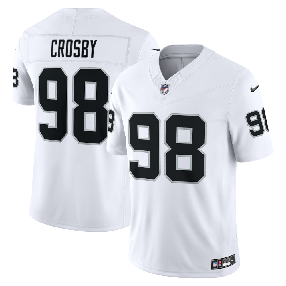 Las Vegas Raiders Merch - Men's Maxx Crosby Vapor F.U.S.E. Stitched Limited Jersey, White 1 - Unicasport Las Vegas Raiders Merch - Men's Maxx Crosby Vapor F.U.S.E. Stitched Limited Jersey, White