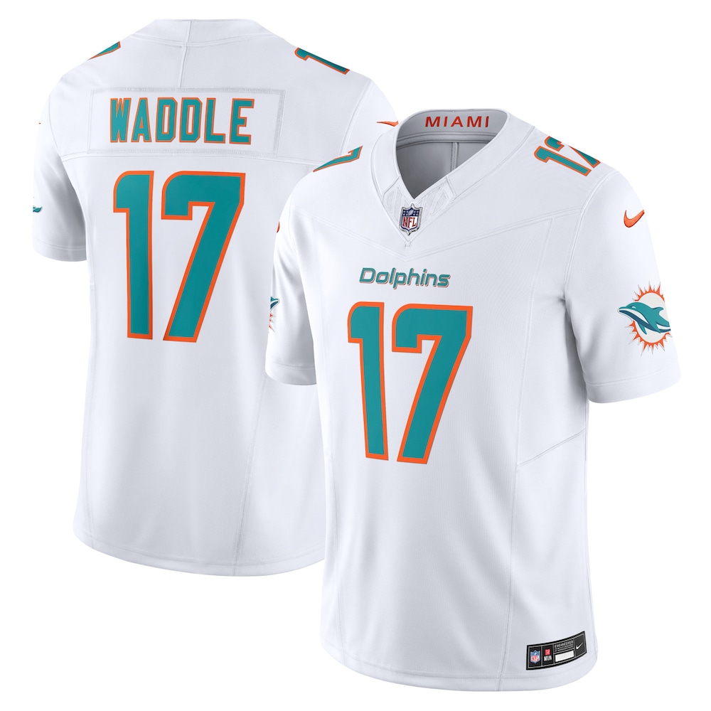Miami Dolphins Merch - Men's Jaylen Waddle Vapor F.U.S.E. Limited Jersey, White 1 - Unicasport Miami Dolphins Merch - Men's Jaylen Waddle Vapor F.U.S.E. Limited Jersey, White