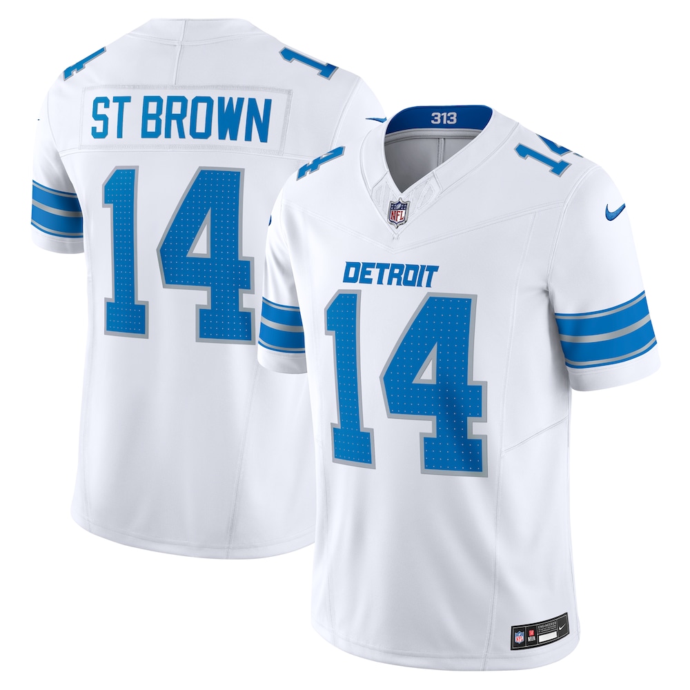 Detroit Lions Merch - Men's Amon-Ra St. Vapor F.U.S.E. Limited Jersey, White Brown 1 - Unicasport Detroit Lions Merch - Men's Amon-Ra St. Vapor F.U.S.E. Limited Jersey, White Brown