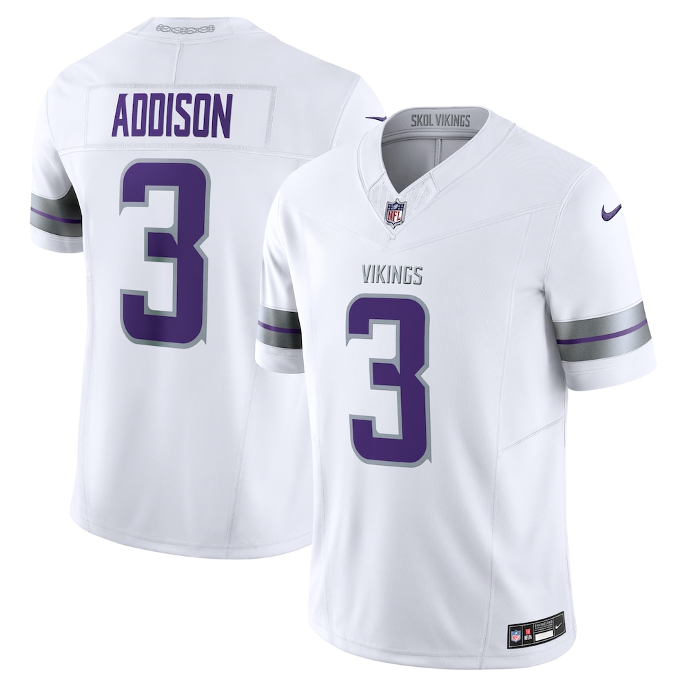 Minnesota Vikings Merch - Men's Jordan Addison Alternate Vapor F.U.S.E. Limited Jersey, White 1 - Unicasport Minnesota Vikings Merch - Men's Jordan Addison Alternate Vapor F.U.S.E. Limited Jersey, White