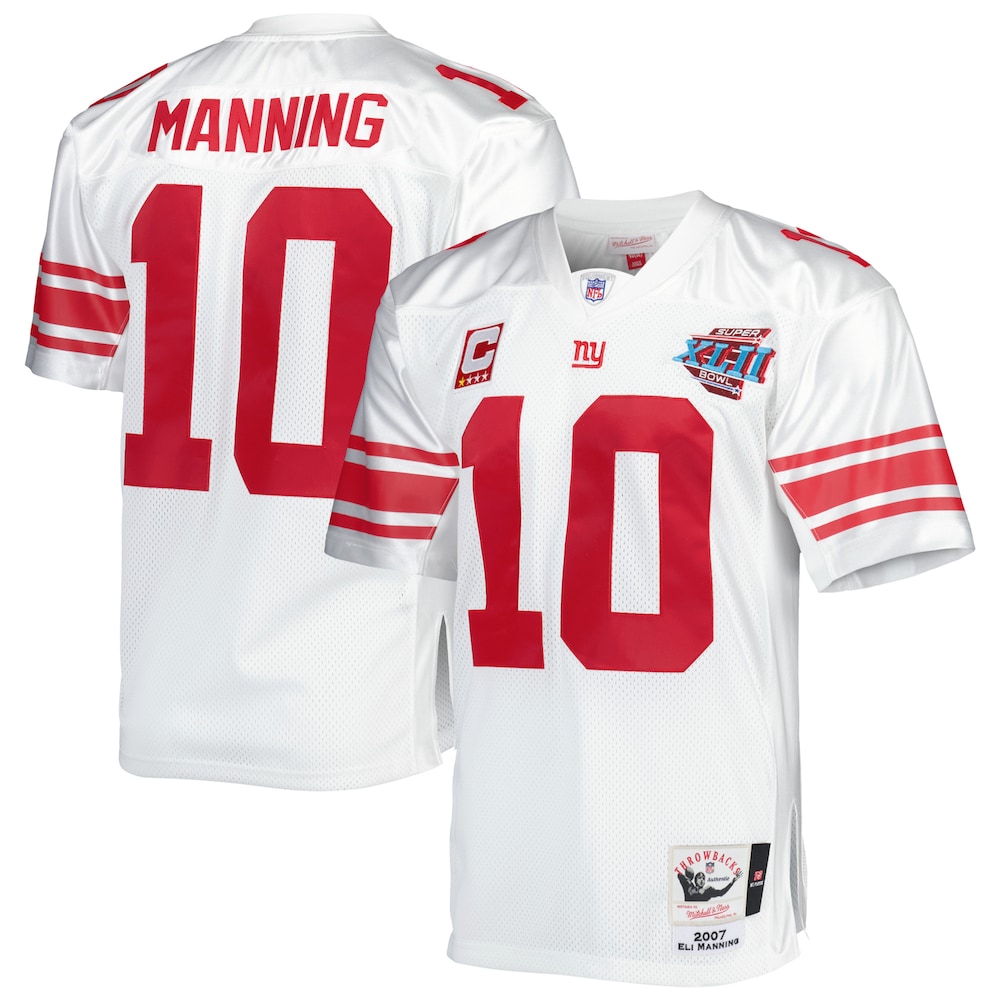 New York Giants Merch - Men's 2007 Eli Manning Authentic Throwback Retired Player Jersey, White - Football Gift Ideas For Men 1 - Unicasport New York Giants Merch - Men's 2007 Eli Manning Authentic Throwback Retired Player Jersey, White - Football Gift Ideas For Men