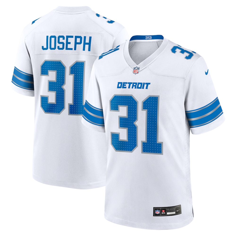 Detroit Lions Merch - Men's Kerby Joseph Game Jersey, White 1 - Unicasport Detroit Lions Merch - Men's Kerby Joseph Game Jersey, White