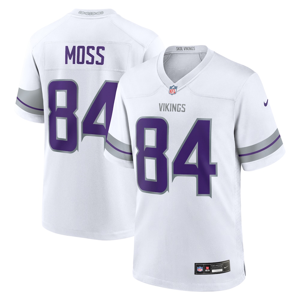 Minnesota Vikings Merch - Men's Randy Moss Alternate Retired Player Game Jersey, White - American Football Fan Gifts 1 - Unicasport Minnesota Vikings Merch - Men's Randy Moss Alternate Retired Player Game Jersey, White - American Football Fan Gifts