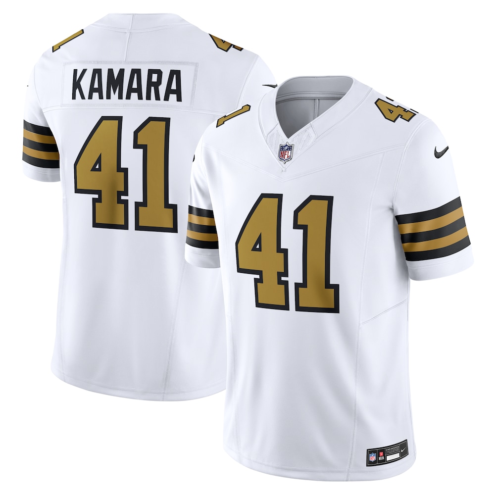 New Orleans Saints Merch - Men's Alvin Kamara Alternate Vapor F.U.S.E. Limited Jersey, White 1 - Unicasport New Orleans Saints Merch - Men's Alvin Kamara Alternate Vapor F.U.S.E. Limited Jersey, White