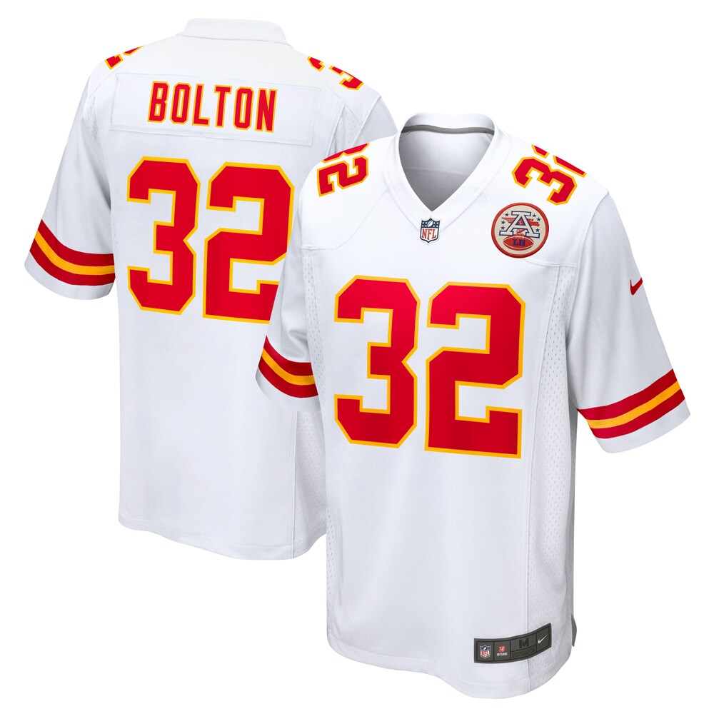 Kansas City Chiefs Merch - Men's Nick Bolton Away Jersey, White 1 - Unicasport Kansas City Chiefs Merch - Men's Nick Bolton Away Jersey, White