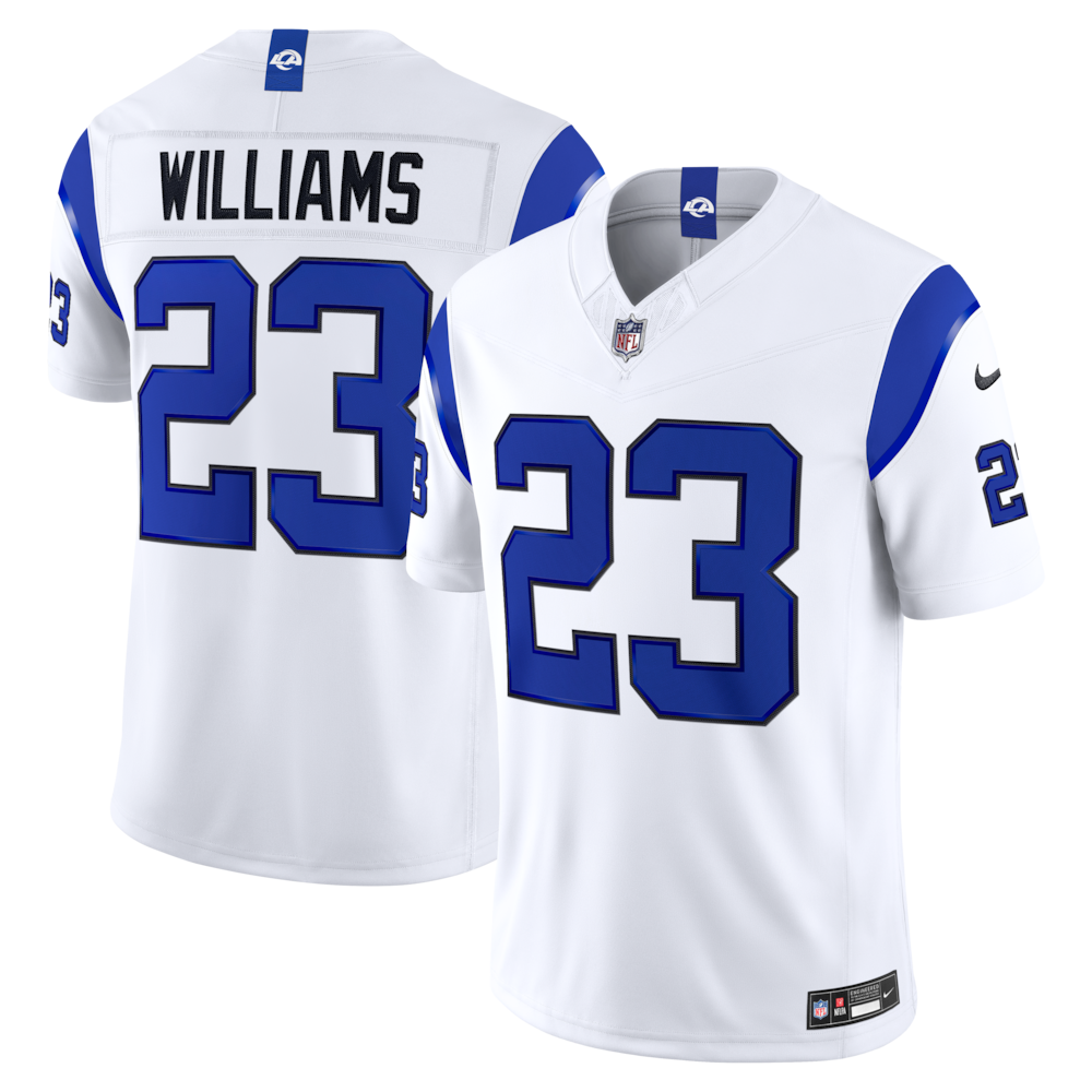 Los Angeles Rams Merch - Men's Kyren Williams Fearsome Vapor F.U.S.E. Stitched Limited Jersey, White 1 - Unicasport Los Angeles Rams Merch - Men's Kyren Williams Fearsome Vapor F.U.S.E. Stitched Limited Jersey, White