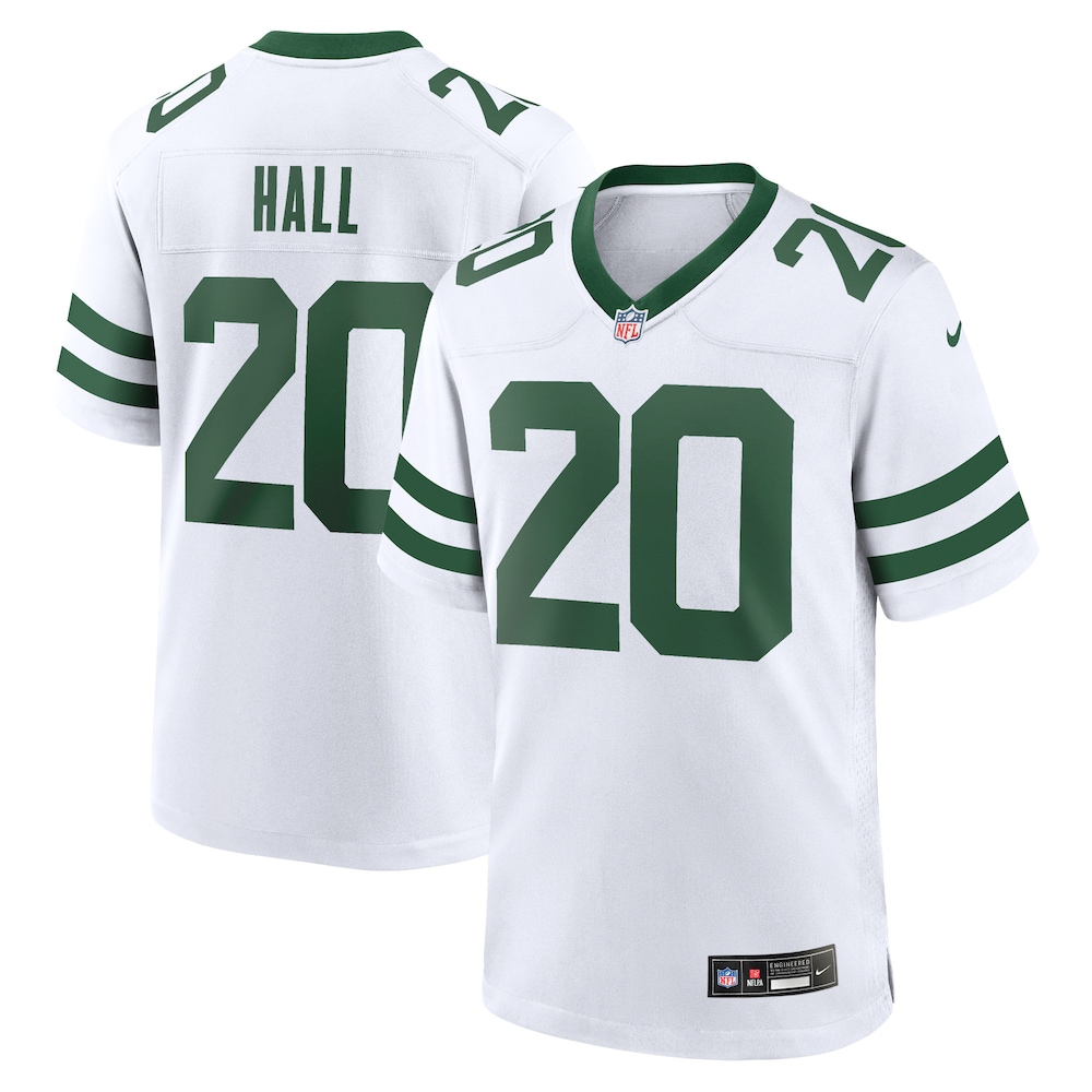 New York Jets Merch - Men's Breece Hall Legacy Game Jersey, White 1 - Unicasport New York Jets Merch - Men's Breece Hall Legacy Game Jersey, White