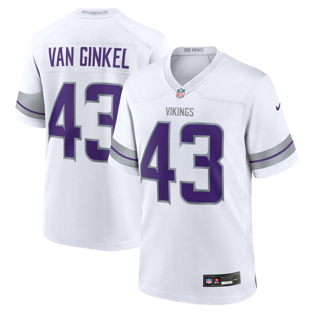 Minnesota Vikings Merch - Men's Andrew Van Ginkel Alternate Game Jersey, White - American Football Fan Gifts 1 - Unicasport Minnesota Vikings Merch - Men's Andrew Van Ginkel Alternate Game Jersey, White - American Football Fan Gifts