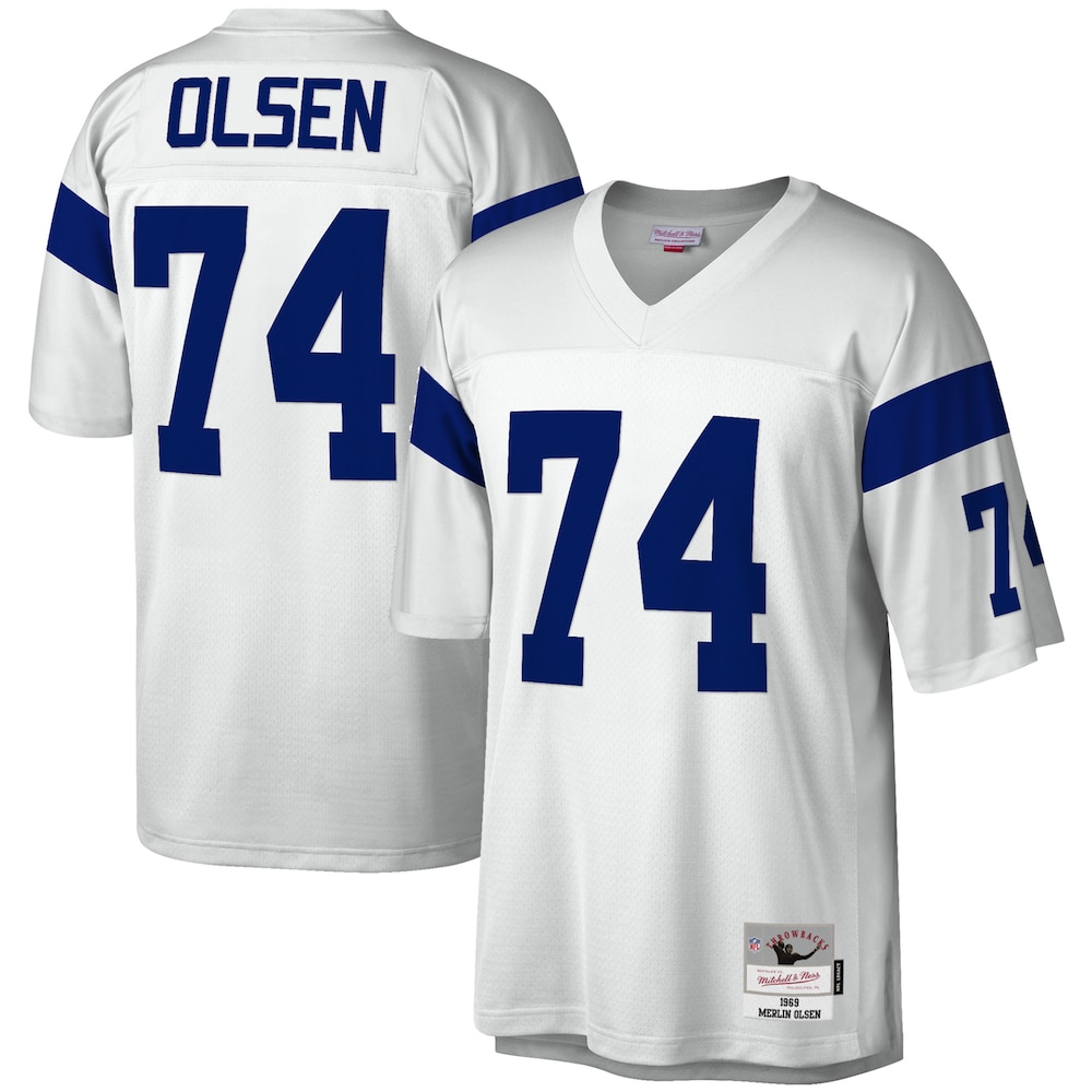 Los Angeles Rams Merch - Men's Merlin Olsen Legacy Replica Jersey, White - Best Presents For Football Fans 1 - Unicasport Los Angeles Rams Merch - Men's Merlin Olsen Legacy Replica Jersey, White - Best Presents For Football Fans