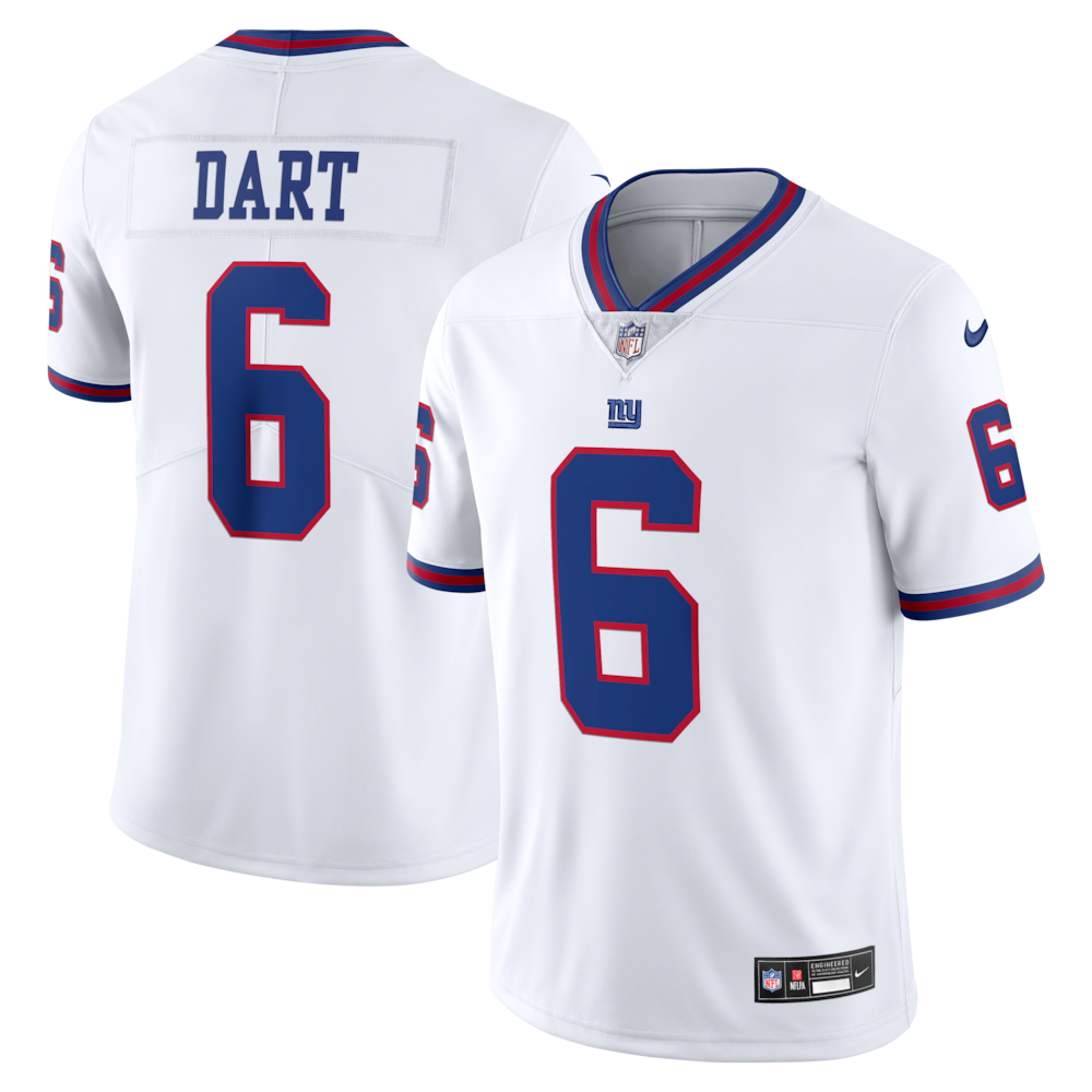 New York Giants Merch - Men's Jaxson Dart Vintage Vapor Untouchable Stitched Limited Jersey, White 1 - Unicasport New York Giants Merch - Men's Jaxson Dart Vintage Vapor Untouchable Stitched Limited Jersey, White