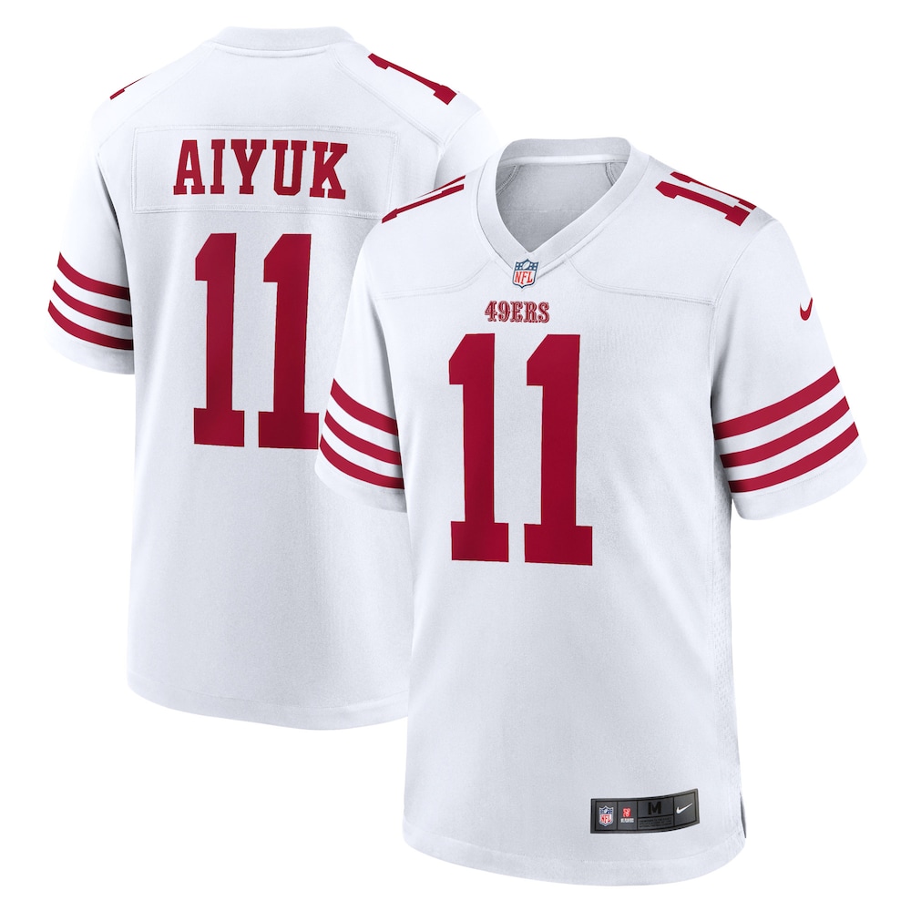 San Francisco 49ers Merch - Men's Brandon Aiyuk Game Jersey, White 1 - Unicasport San Francisco 49ers Merch - Men's Brandon Aiyuk Game Jersey, White