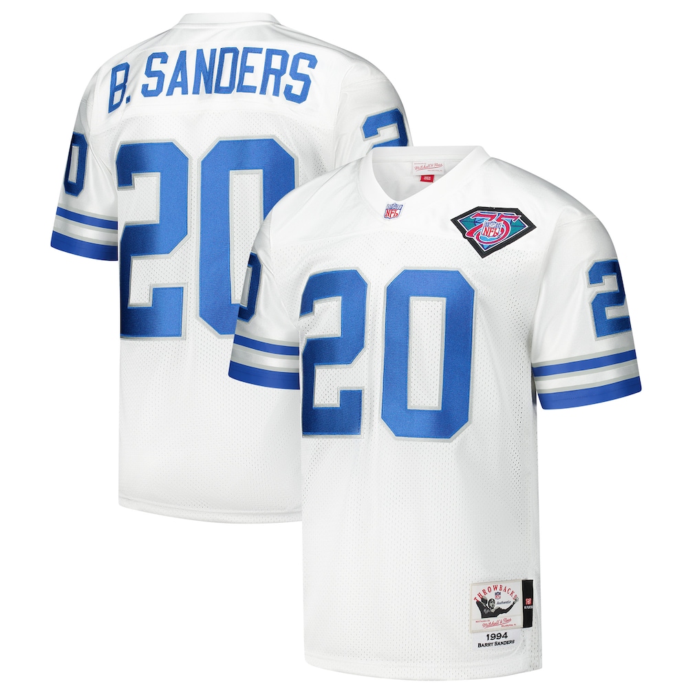 Detroit Lions Merch - Men's 1994 Barry Sanders Authentic Throwback Retired Player Jersey, White - Cool Football Gifts 1 - Unicasport Detroit Lions Merch - Men's 1994 Barry Sanders Authentic Throwback Retired Player Jersey, White - Cool Football Gifts