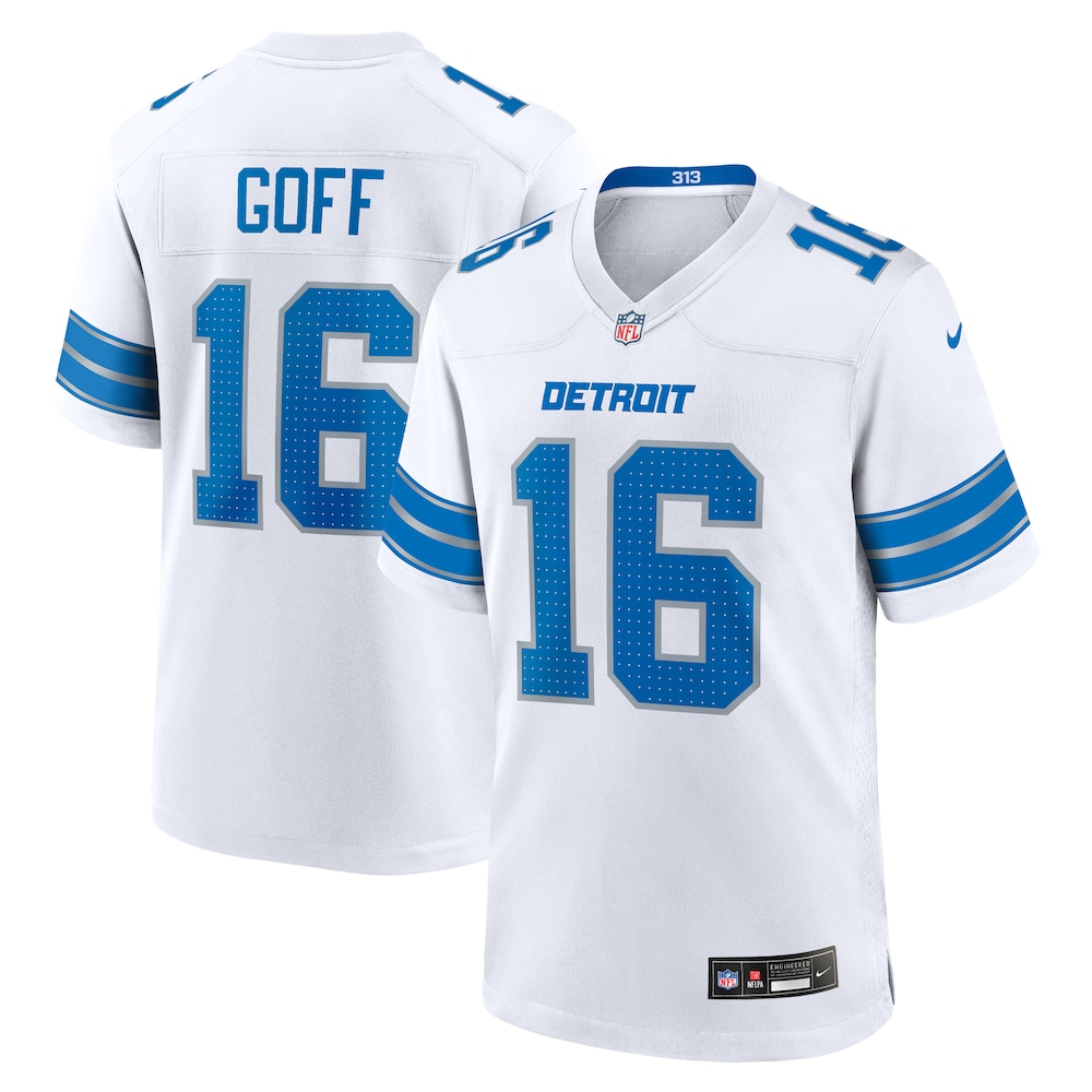 Detroit Lions Merch - Men's Jared Goff Game Jersey, White 1 - Unicasport Detroit Lions Merch - Men's Jared Goff Game Jersey, White