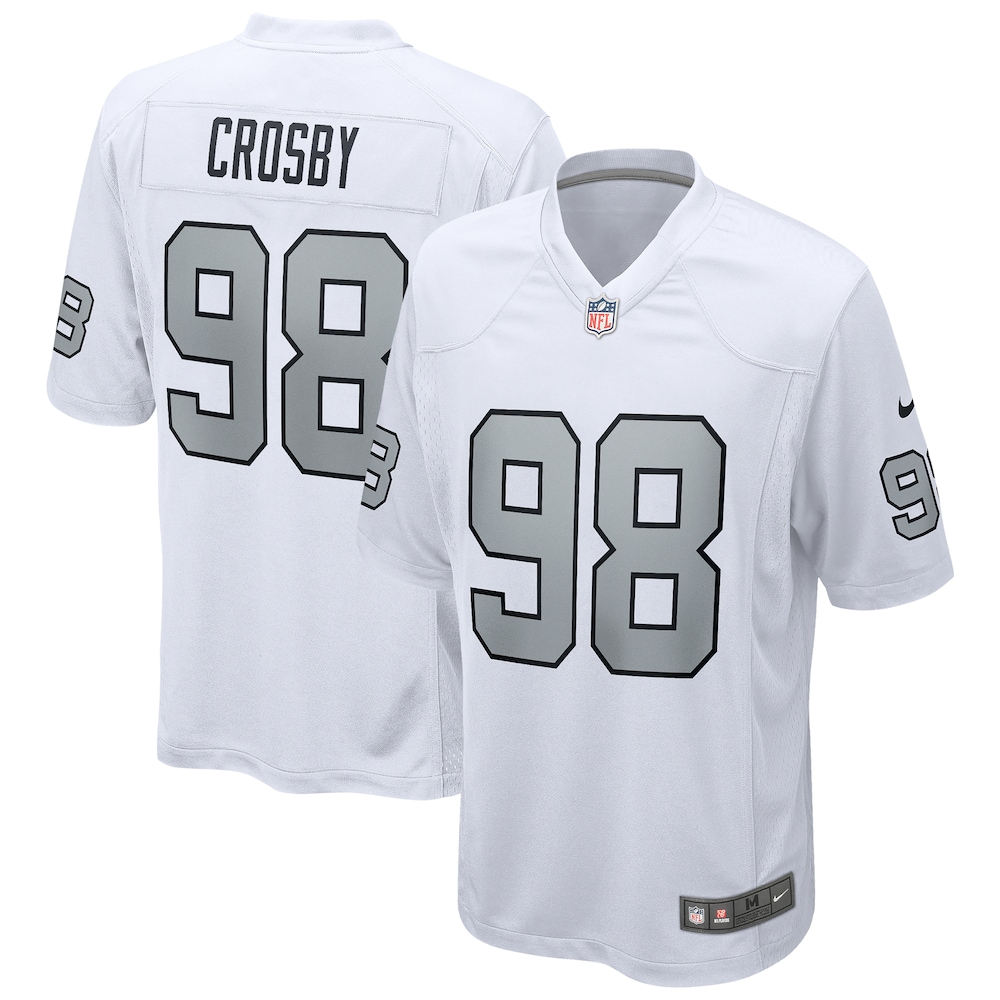 Las Vegas Raiders Merch - Men's Maxx Crosby Alternate Game Jersey, White - American Football Fan Gifts 1 - Unicasport Las Vegas Raiders Merch - Men's Maxx Crosby Alternate Game Jersey, White - American Football Fan Gifts