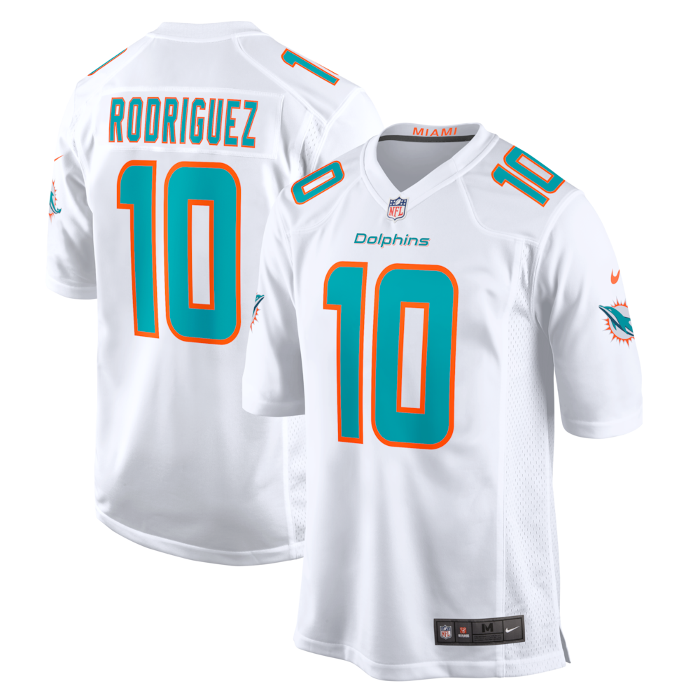 Miami Dolphins Merch - Men's Jacob Rodriguez Game Jersey, White - Best Birthday Gift For Football Lovers 1 - Unicasport Miami Dolphins Merch - Men's Jacob Rodriguez Game Jersey, White - Best Birthday Gift For Football Lovers