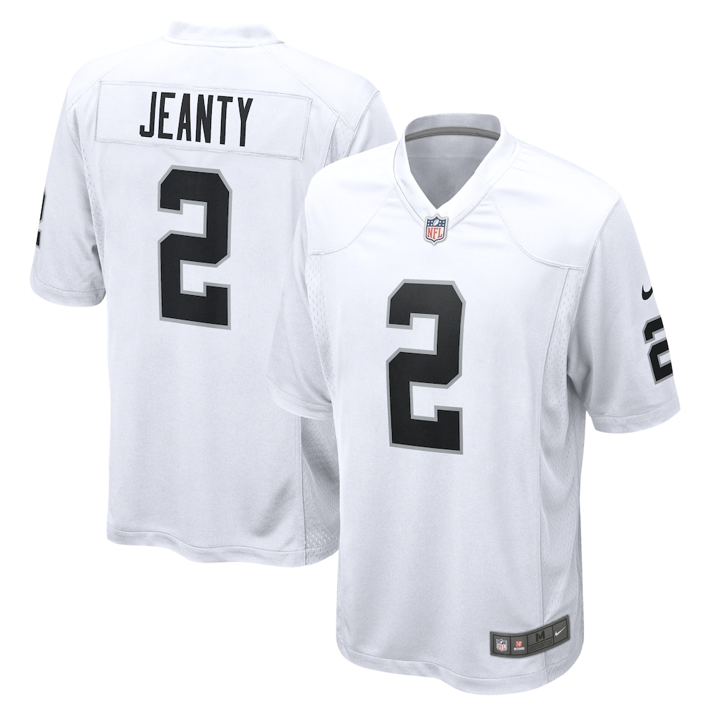 Las Vegas Raiders Merch - Men's Ashton Jeanty Game Jersey, White 1 - Unicasport Las Vegas Raiders Merch - Men's Ashton Jeanty Game Jersey, White