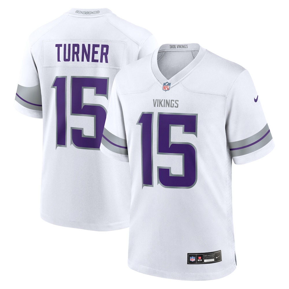Minnesota Vikings Merch - Men's Dallas Turner Alternate Game Jersey, Whites For Men 1 - Unicasport Minnesota Vikings Merch - Men's Dallas Turner Alternate Game Jersey, Whites For Men